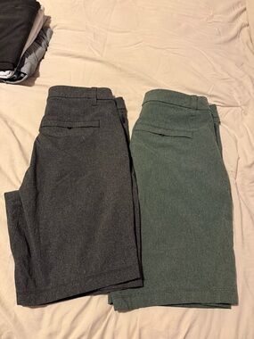 Lululemon Classic Flat-Front Shorts in Charcoal and Forest Green